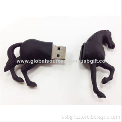USB Flash Drive, 4GB, PVC Material, Cartoon Horse Model, Promotional Gift